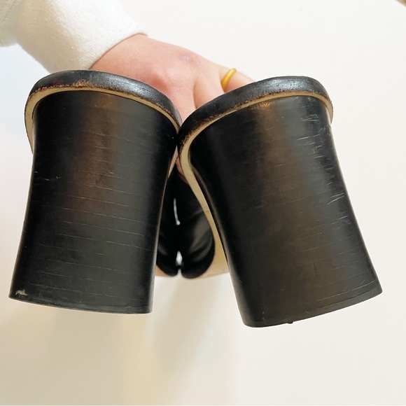 Vintage Guess 90s Leather Block Heel Slides Mule Sandals Square Toe - Picture 6 of 7